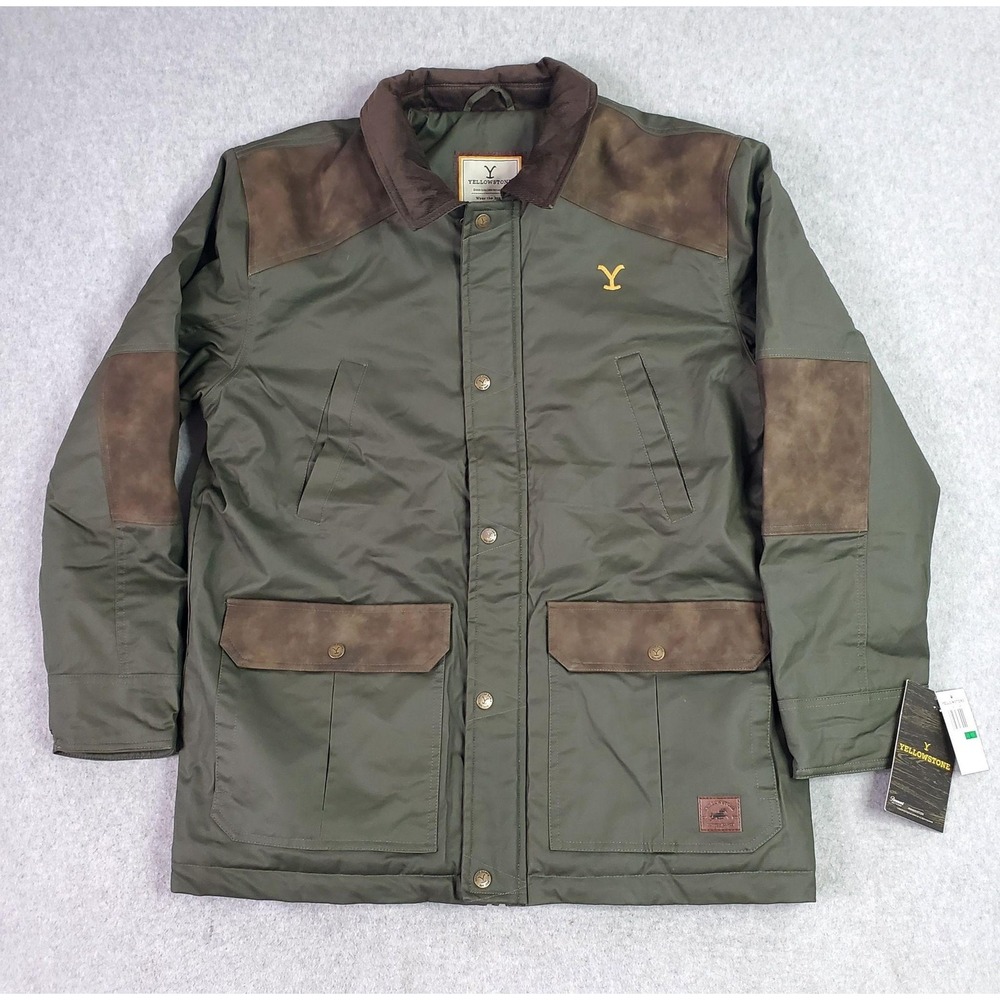 Yellowstone Coat Mens Large Olive Green Canvas Sherpa Lined Western Parka Jacket